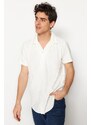 Trendyol White Regular Fit Wide Collar Summer Shirt