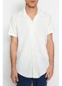 Trendyol White Regular Fit Wide Collar Summer Shirt