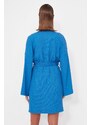 Trendyol Blue Belted Mini Woven Kimono & Kaftan