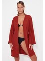 Trendyol Tile Belted Mini Woven Kimono & Caftan