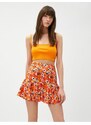 Koton Floral Mini Skirt with Flounces