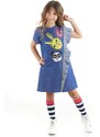 Mushi Three Friends Woven Girls Blue Dress