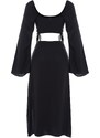 Trendyol Black Woven Gathered Top and Skirt Set