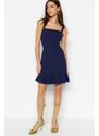 Trendyol Navy Blue Pleated A-line/Bell Form Mini Woven Dress