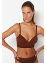 Trendyol Brown Seamless/Seamless Covered Knitted Bra