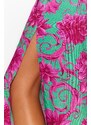Trendyol květinové vzorované páskové maxi tkané volánové plážové šaty