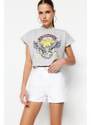 Trendyol White Denim Shorts