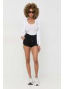 Kraťasy Armani Exchange dámské, černá barva, hladké, high waist, 8NYSBA YJE5Z NOS