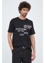 Bavlněné tričko Tommy Hilfiger černá barva, s aplikací