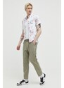 Kalhoty s příměsí lnu Abercrombie & Fitch zelená barva