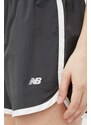 Tréninkové šortky New Balance Athletics Remastered šedá barva, s aplikací, high waist, WS31500ACK-ACK
