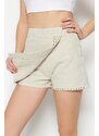 Trendyol Ecru Trok Detail Denim Short Skirt