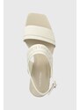Sandály Calvin Klein SQUARED BLK HL SANDAL 45 HE bílá barva, HW0HW01635