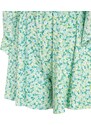 Trendyol Mint Ruffle Patterned High Waist Mini Knitted Shorts Skirt