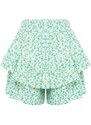 Trendyol Mint Ruffle Patterned High Waist Mini Knitted Shorts Skirt