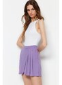 Trendyol Lilac Pleat Detailed Crepe Knitted Shorts Skirt