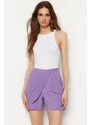 Trendyol Lilac Pleat Detailed Crepe Knitted Shorts Skirt