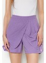 Trendyol Lilac Pleat Detailed Crepe Knitted Shorts Skirt