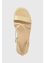 Kožené sandály Guess ZALLA béžová barva, FL6ZLL LEA04
