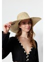 Trendyol Beige Women's Slogan Detailed Straw Flare Hat