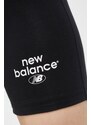 Kraťasy New Balance dámské, černá barva, s potiskem, high waist, WS31504BK-4BK