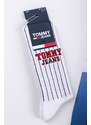 Tommy Hilfiger Bílé vysoké ponožky TJ Sock Pinstripe