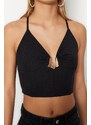 Trendyol Black Crop Lined Weaving Bustier With Window/Cut Out Detail With Accessories