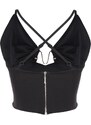 Trendyol Black Crop Lined Weaving Bustier With Window/Cut Out Detail With Accessories