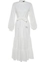 Trendyol White With Embroidery Detail, Lined Woven Dress