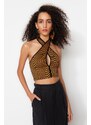 Trendyol Multi Color Crop Knitted Window/Cut Out Detailed Animal Print Bustier