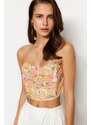 Trendyol Multi Color Floral Printed Tulle Bustier