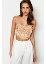 Trendyol Multi Color Floral Printed Tulle Bustier