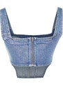 Trendyol Blue Foil Printed Denim Bustier