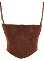 Trendyol Brown Crop Lined Corset Detailed Lace Bustier