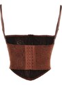 Trendyol Brown Crop Lined Corset Detailed Lace Bustier