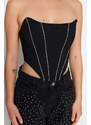 Trendyol Black Strapless Shiny Stone Bustier