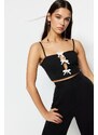 Trendyol Black Crop Lined Woven Window/Cut Out Detailed Bustier