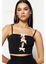 Trendyol Black Crop Lined Woven Window/Cut Out Detailed Bustier