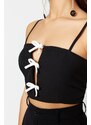 Trendyol Black Crop Lined Woven Window/Cut Out Detailed Bustier