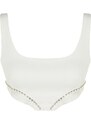 Trendyol Ecru Crop Lined Woven Bridal Bustier with Shiny Stones