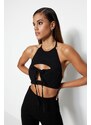 Trendyol Black Crop Woven Window/Cut Out Detailed Bustier