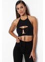 Trendyol Black Crop Woven Window/Cut Out Detailed Bustier