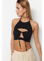 Trendyol Black Crop Woven Window/Cut Out Detailed Bustier