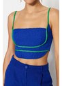Trendyol Blue-Green Crop Weave Trim Bustier