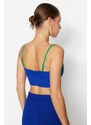 Trendyol Blue-Green Crop Weave Trim Bustier