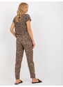 Fashionhunters Světle hnědé kalhoty SUBLEVEL s leopardím vzorem