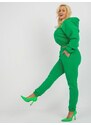 Fashionhunters Zelená základní tepláková souprava plus velikosti s mikinou
