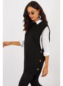 Cool & Sexy Women's Black Buttoned Sides Sleeveless Knitwear Tunic YV75