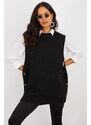 Cool & Sexy Women's Black Buttoned Sides Sleeveless Knitwear Tunic YV75