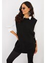 Cool & Sexy Women's Black Buttoned Sides Sleeveless Knitwear Tunic YV75